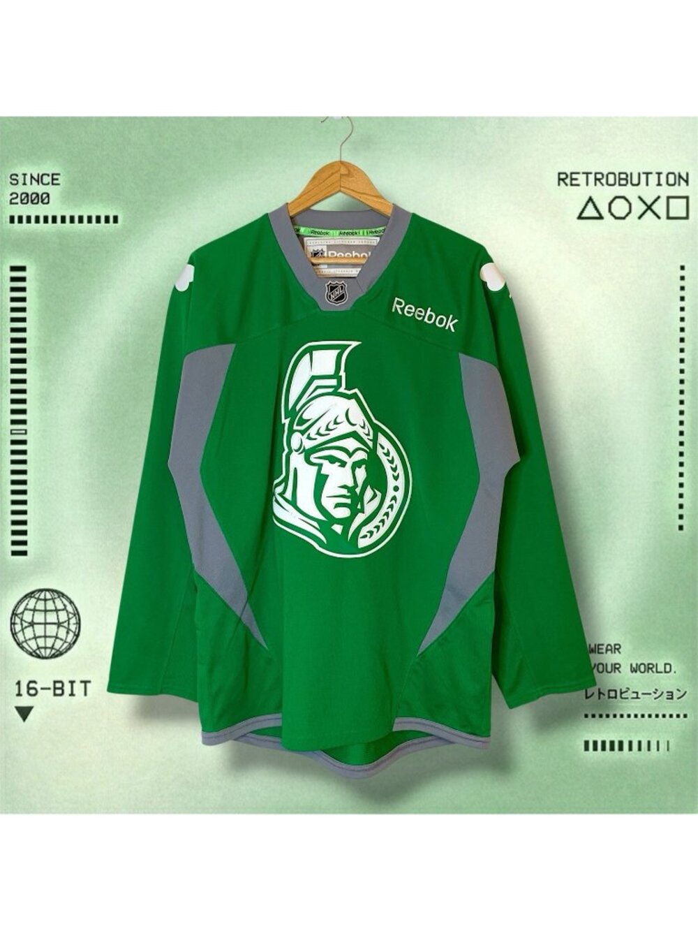 Ottawa Senators St Patrick’s Day Shamrock Reebok NHL Hockey Jersey Green Size S
